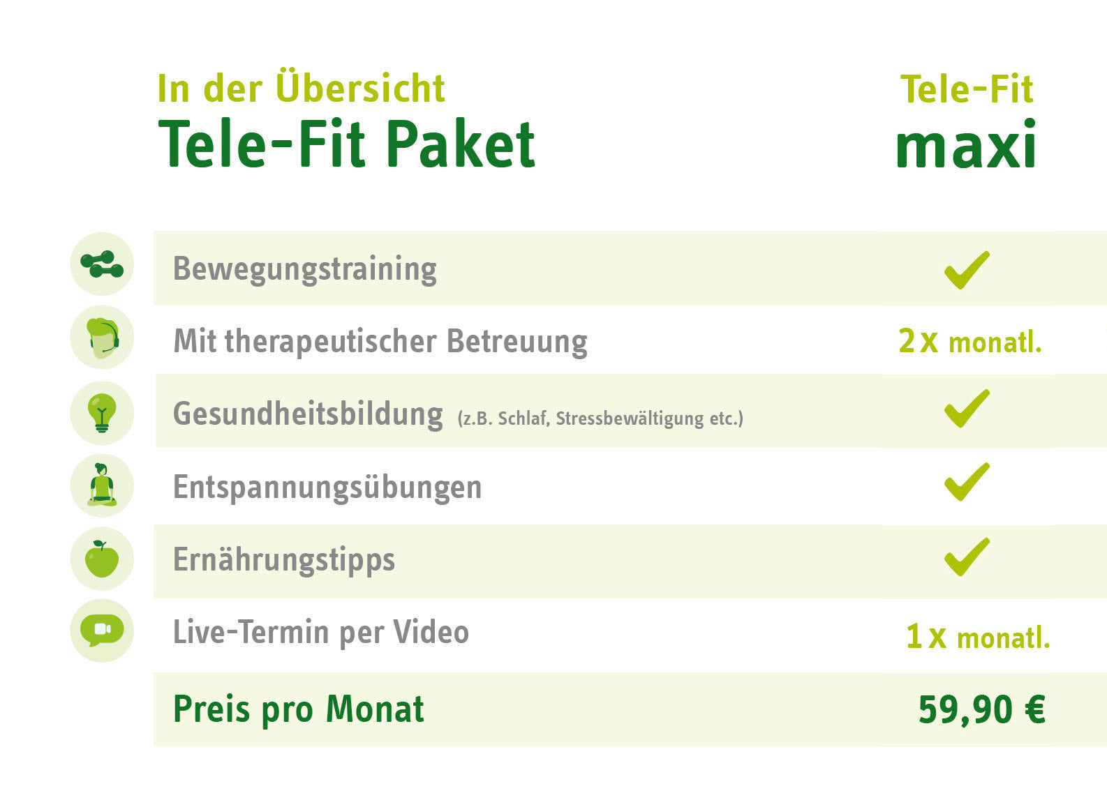 Online-Training Tele-Fit maxi im ZAR Friedrichshafen: Übersicht mit Bewegungstraining, 2x mtl. Betreuung, Live-Video-Termin für 59,90€/Monat.